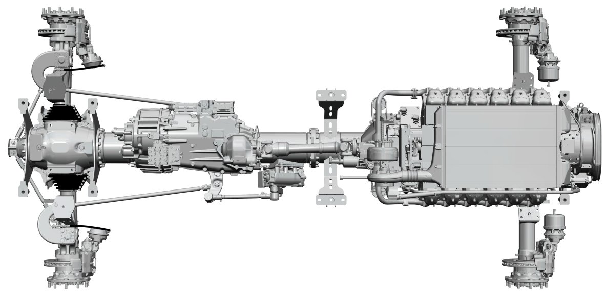 Vizualizace podvozku s tatrováckým motorem.